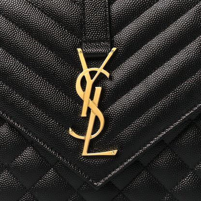 Saint Laurent Grain De Poudre Textured Mixed Matelasse Triquilt Medium Monogram Satchel Black 9 of 12