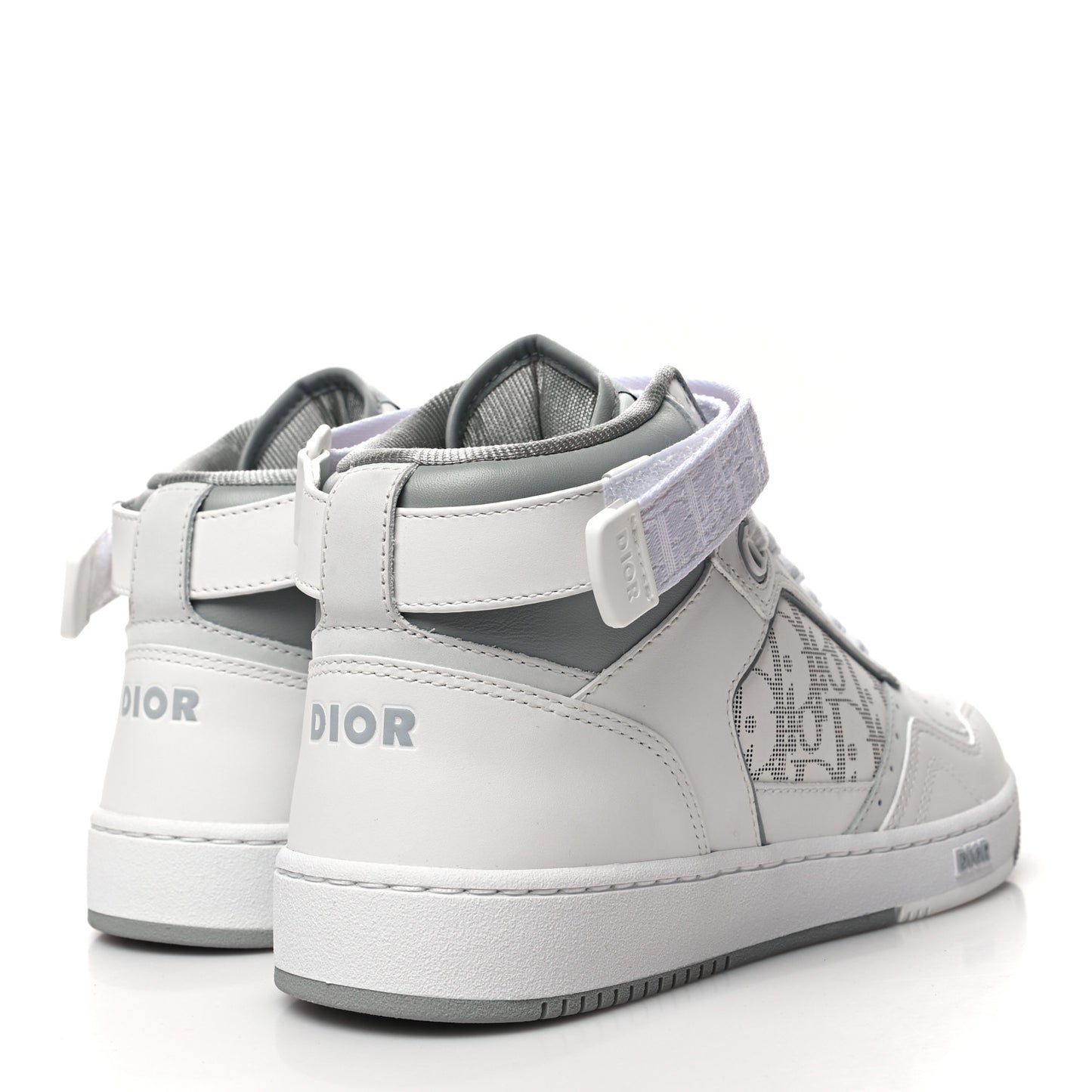 Smooth Calfskin Oblique Galaxy Perforated Mens B27 Mid Top Sneakers 41 White Grey