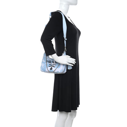 Prada Nylon Drill Logo Embroidered Re-Edition 2005 Shoulder Bag Celeste White 2 of 10