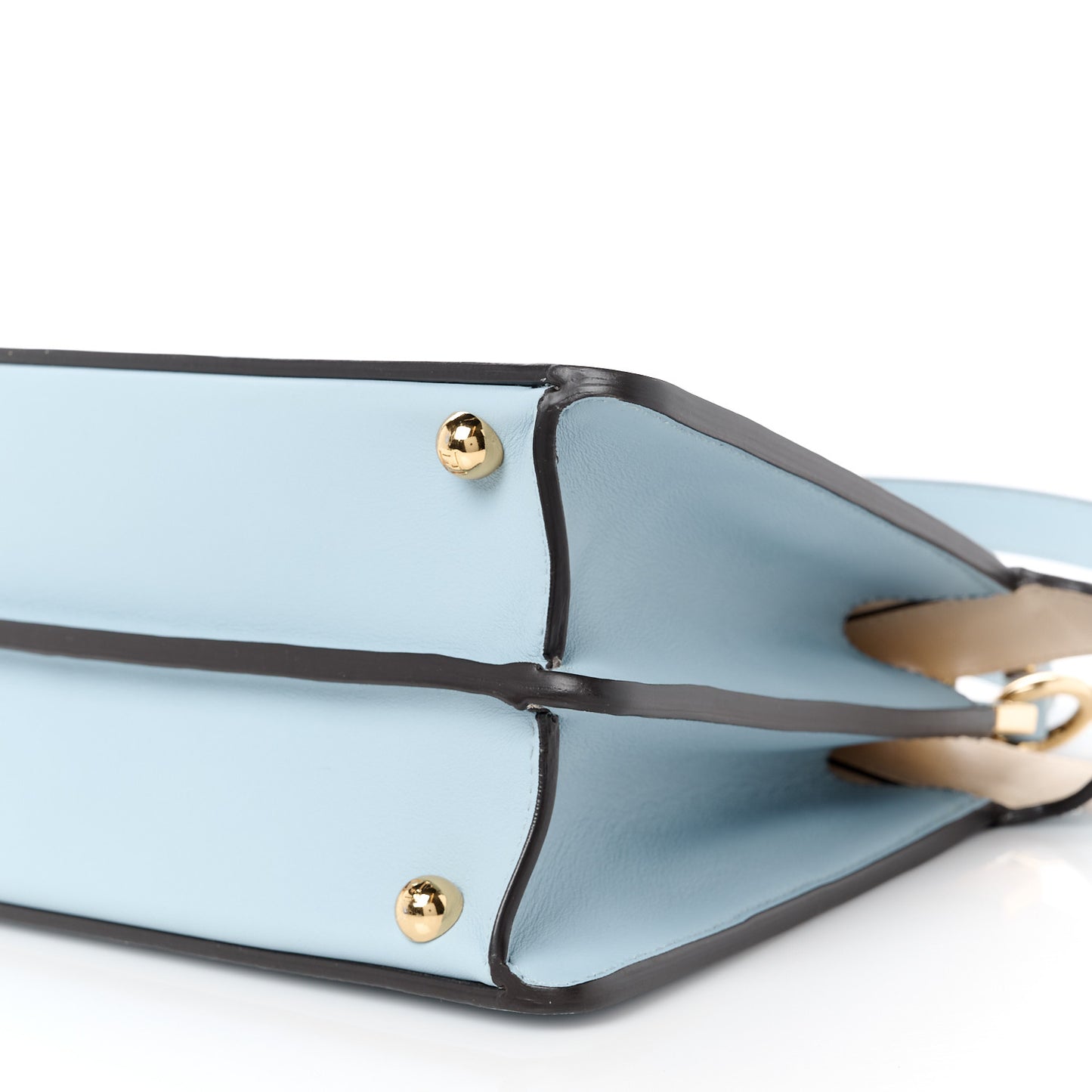 Vitello Seta Shiny Nappa Small Peekaboo I SEE U Satchel Azzurro Baby Camelia