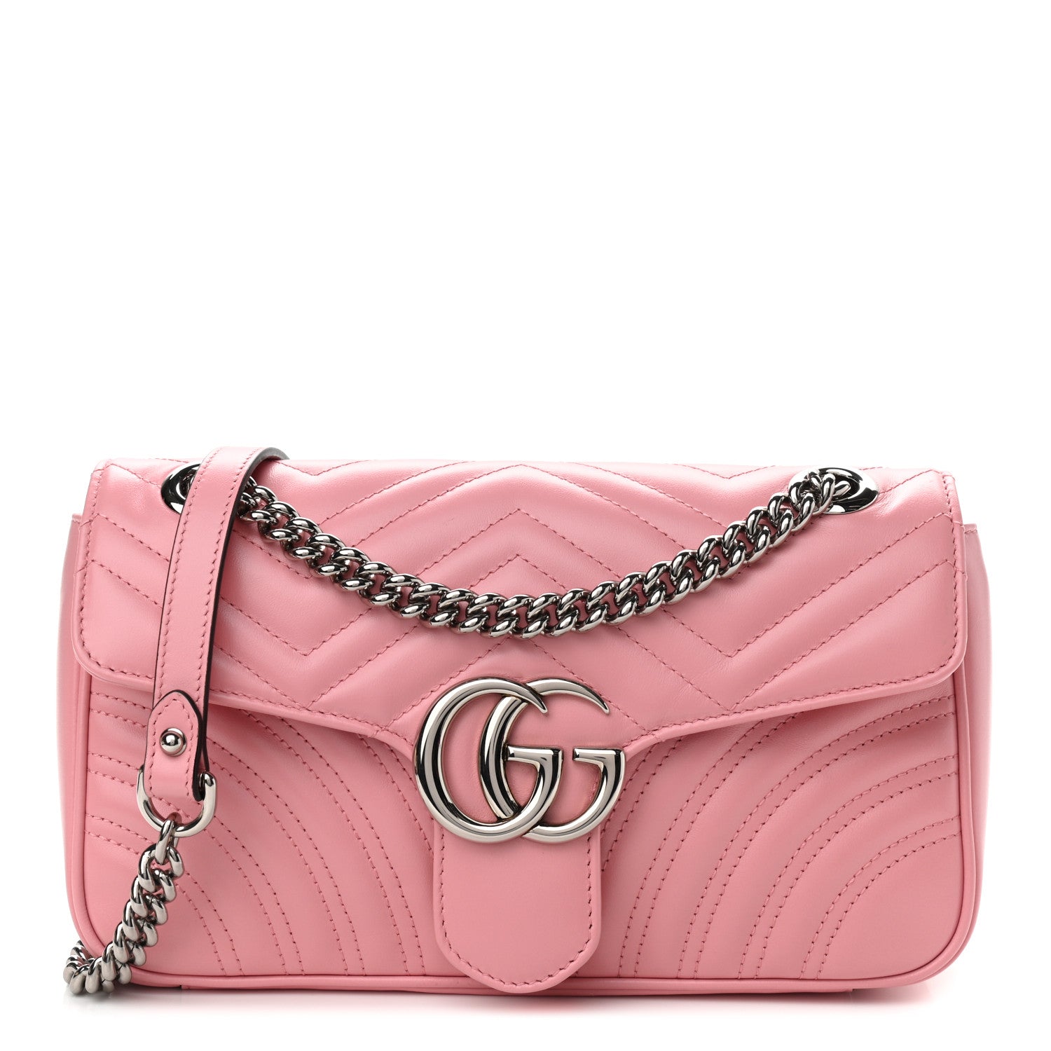 Gucci Calfskin Matelasse Small GG Marmont Shoulder Bag Wild Rose 1 of 9