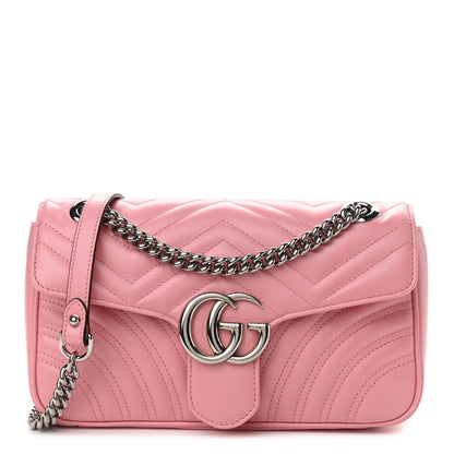 Gucci Calfskin Matelasse Small GG Marmont Shoulder Bag Wild Rose 1 of 9