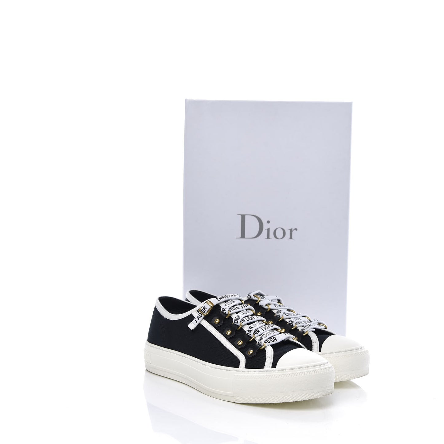 Canvas Walk'N'Dior Low Top Sneakers 37.5 Black