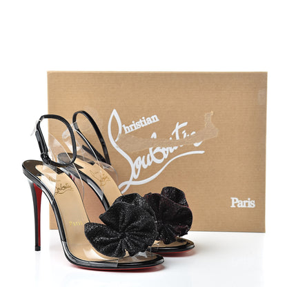 Christian Louboutin Metallic Calfskin Glitter Tonic PVC Fossiliza 100 Sandals 36 Black 9 of 9