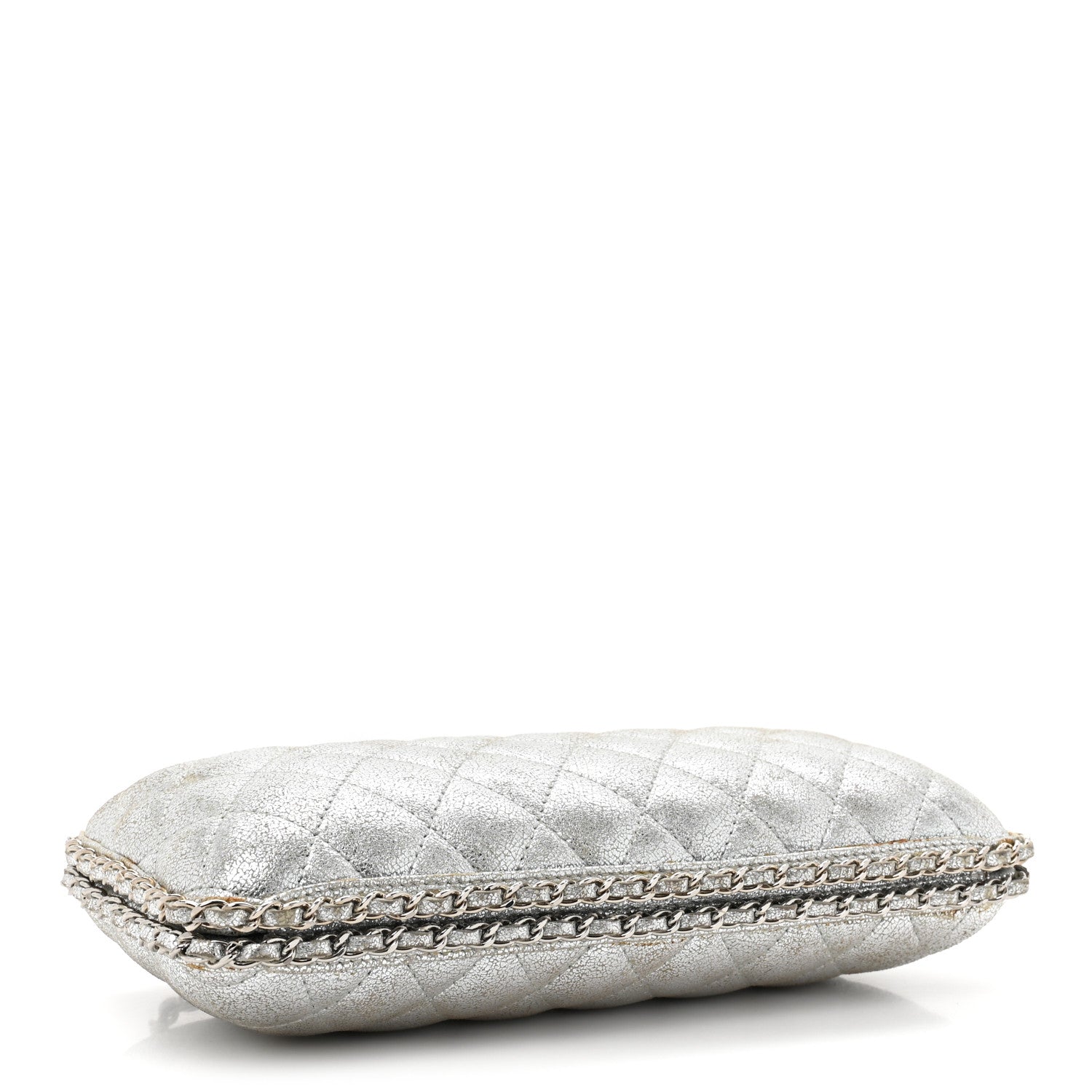 Chanel Metallic Lambskin Small Chain Around Clutch Silver 4 of 18