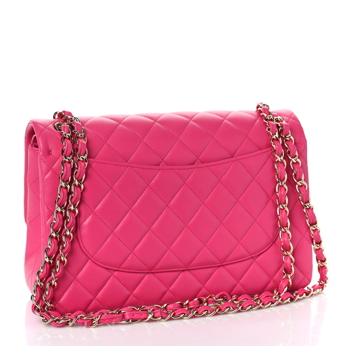 Lambskin Quilted Jumbo Double Flap Fuchsia