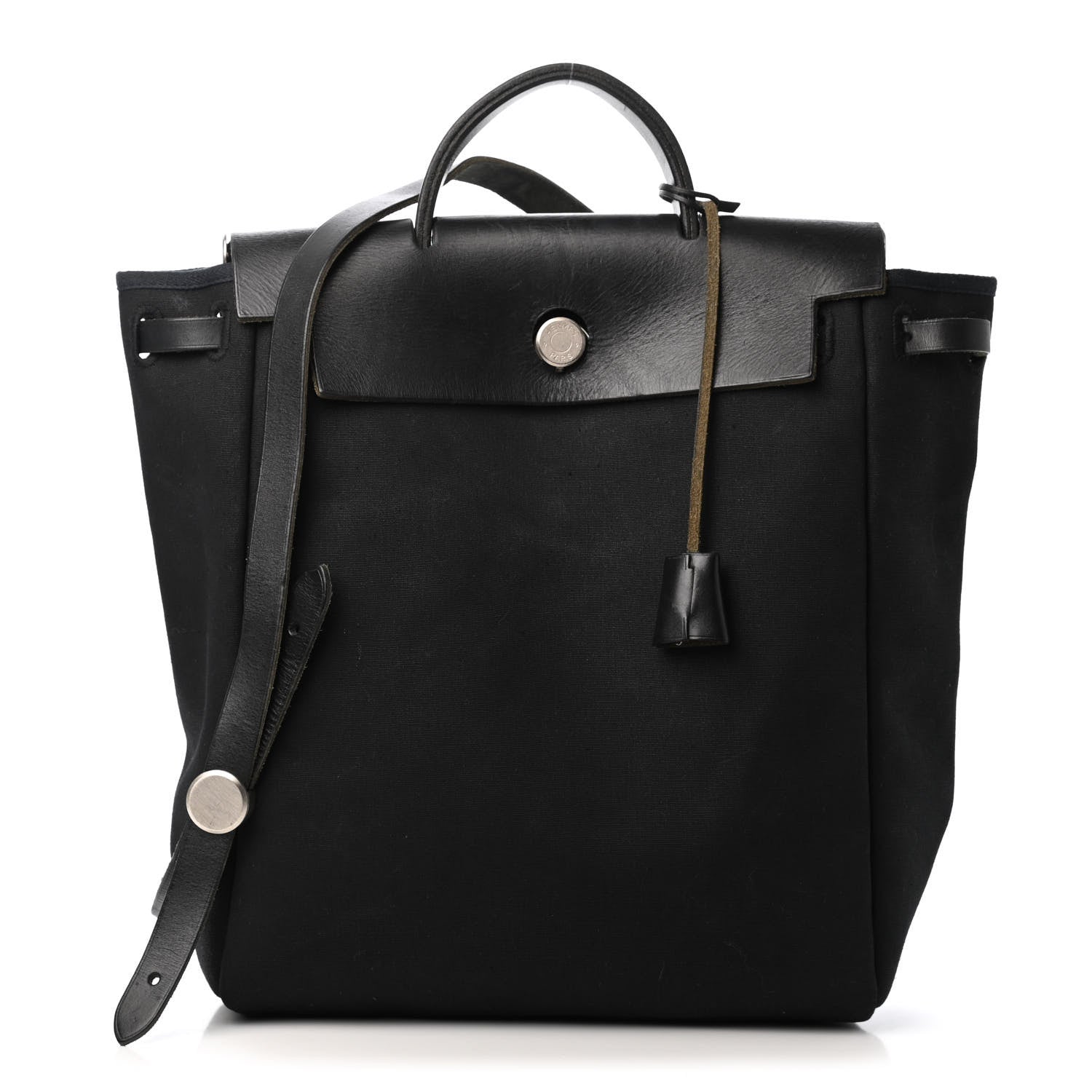 Hermes Toile Vache Calfskin Herbag 30 PM Backpack Black 1 of 4