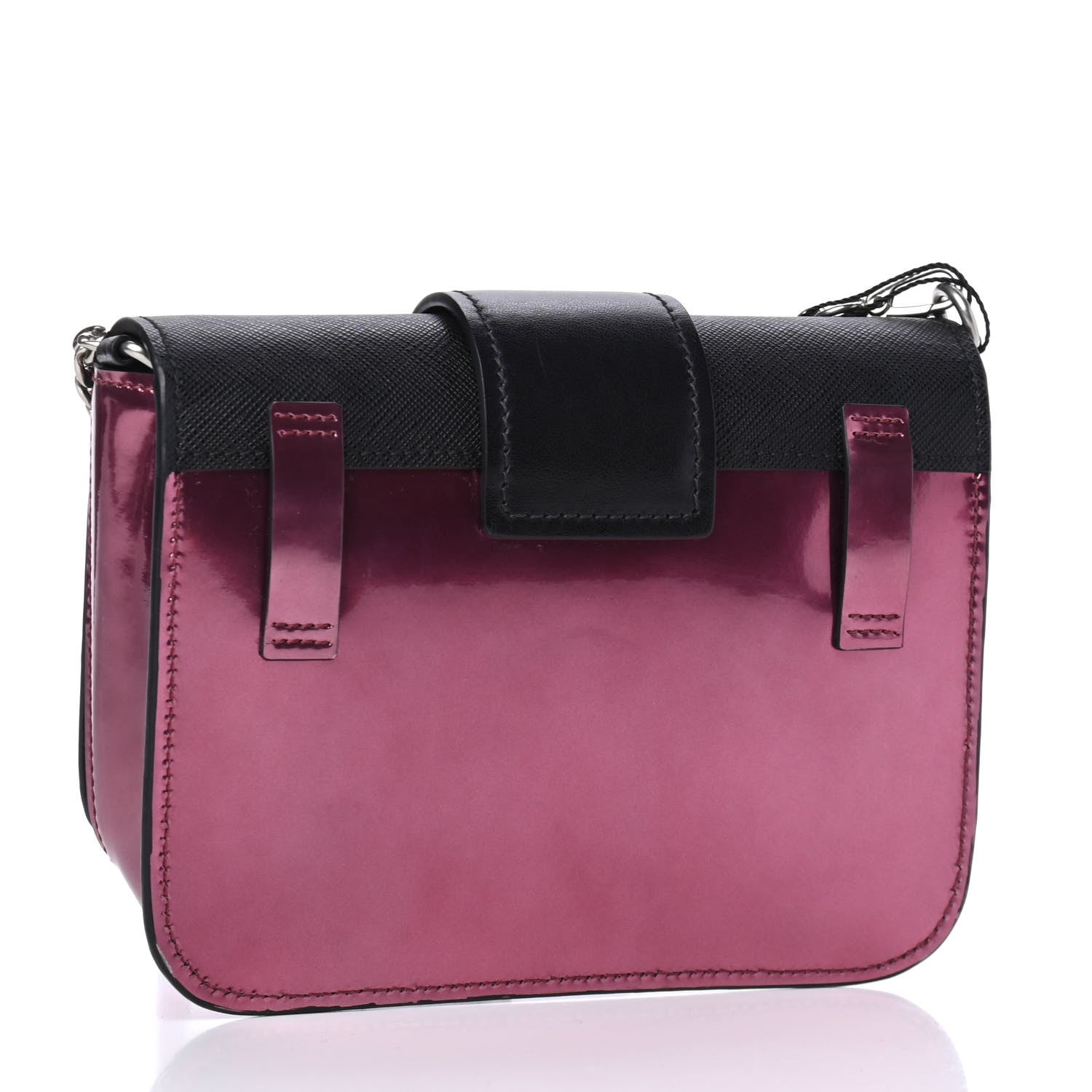 Prada Metallic Vitello Saffiano Cahier Belt Bag Ibisco Black 2 of 4