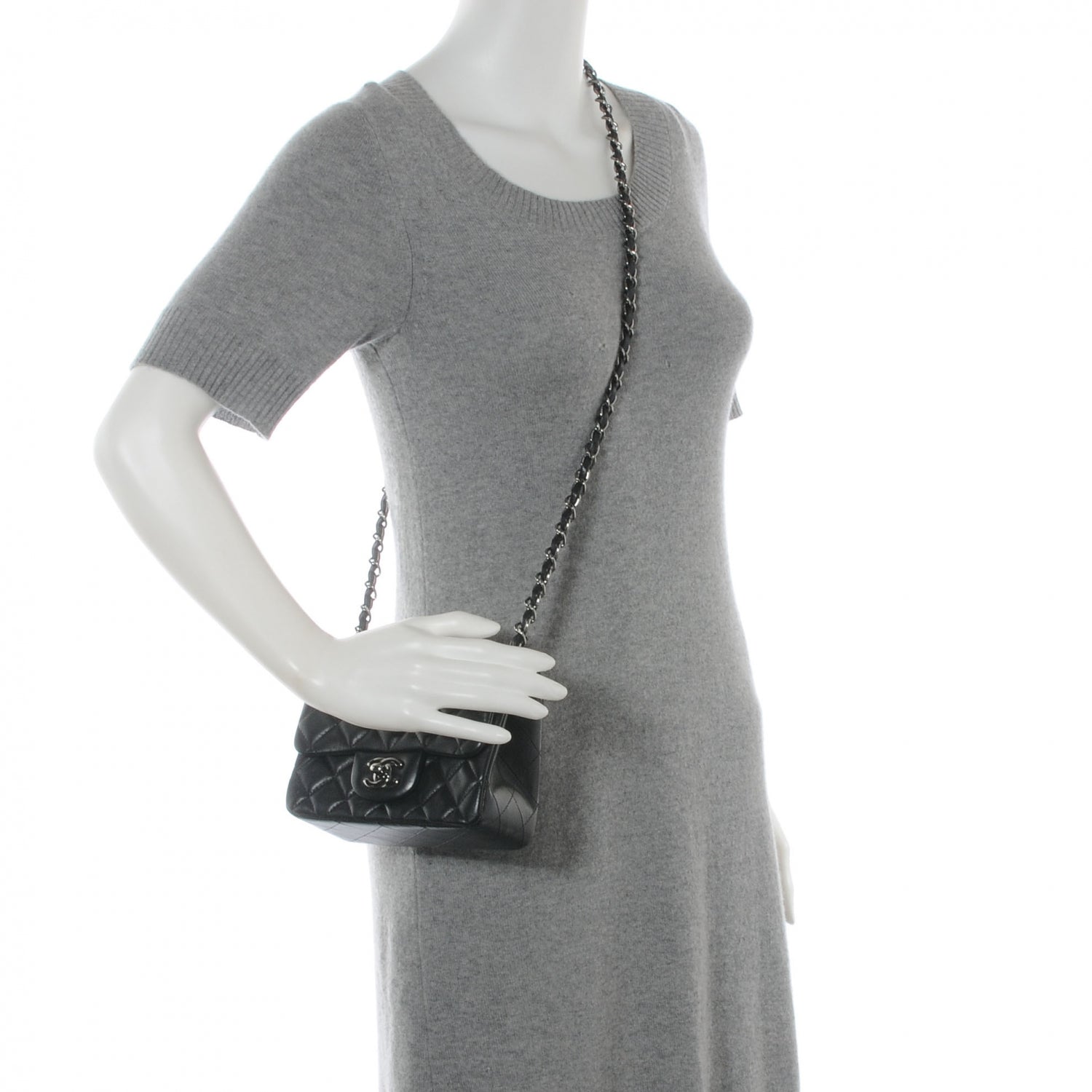 Chanel Lambskin Quilted Mini Square Flap Black 2 of 7