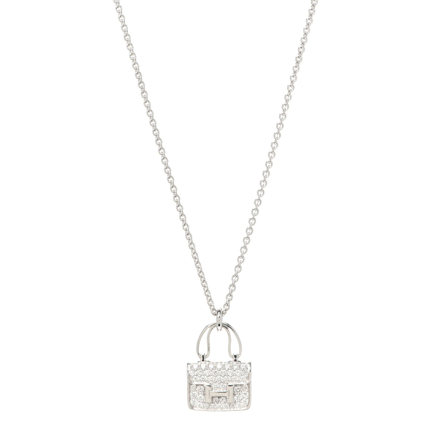 18K White Gold Diamond Constance Amulettes Pendant Necklace