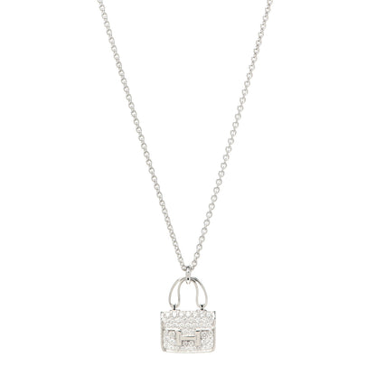 Hermes 18K White Gold Diamond Constance Amulettes Pendant Necklace 1 of 6