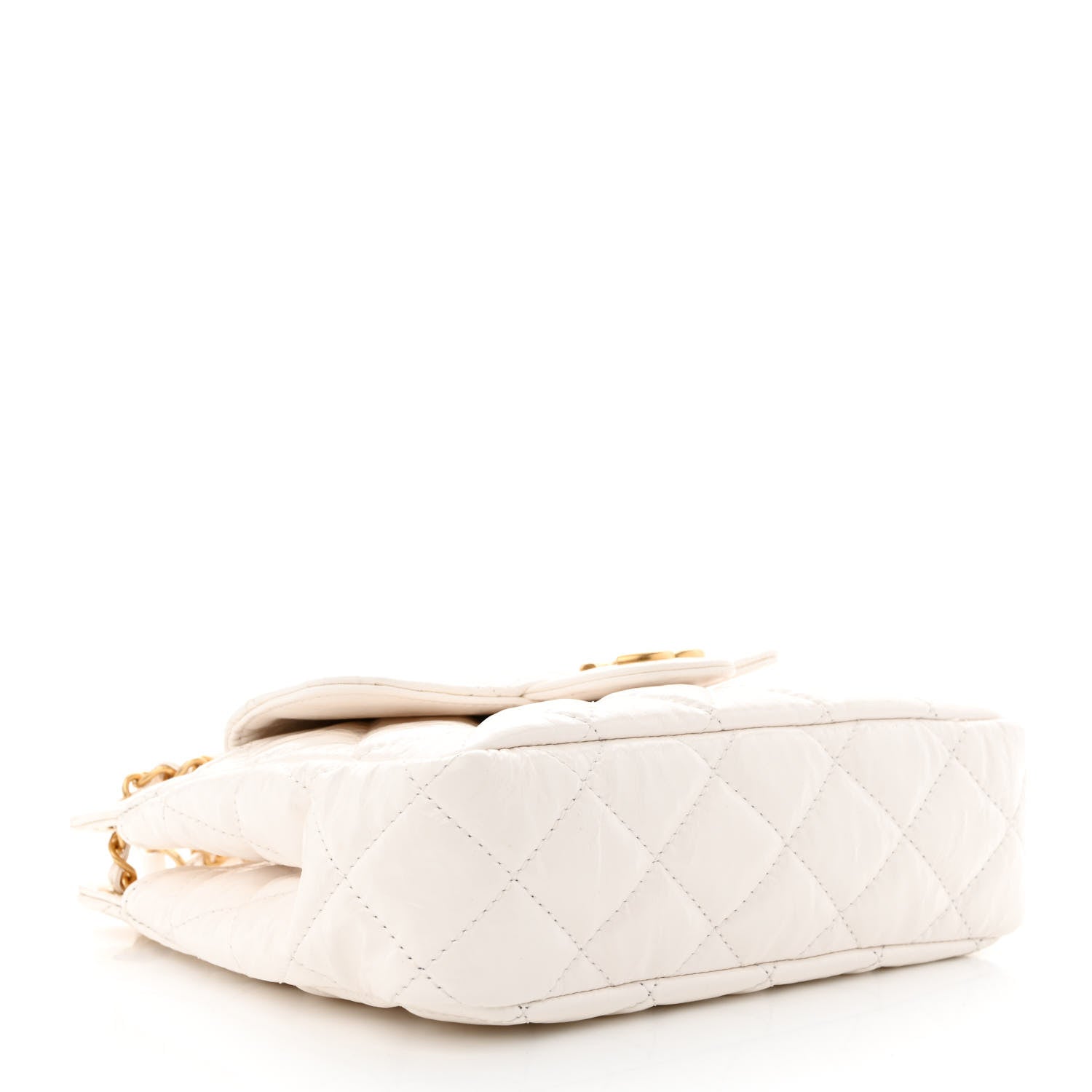 Chanel Shiny Crumpled Calfskin Quilted Small Wavy CC Hobo White 4 of 11