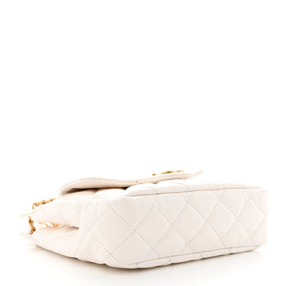 Chanel Shiny Crumpled Calfskin Quilted Small Wavy CC Hobo White 4 of 11