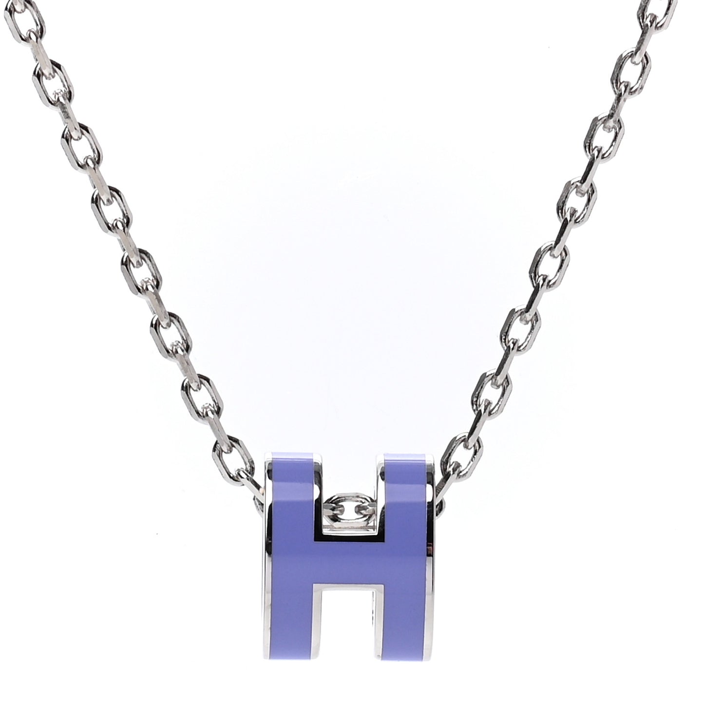 Lacquered Palladium Mini Pop H Pendant Necklace Parme