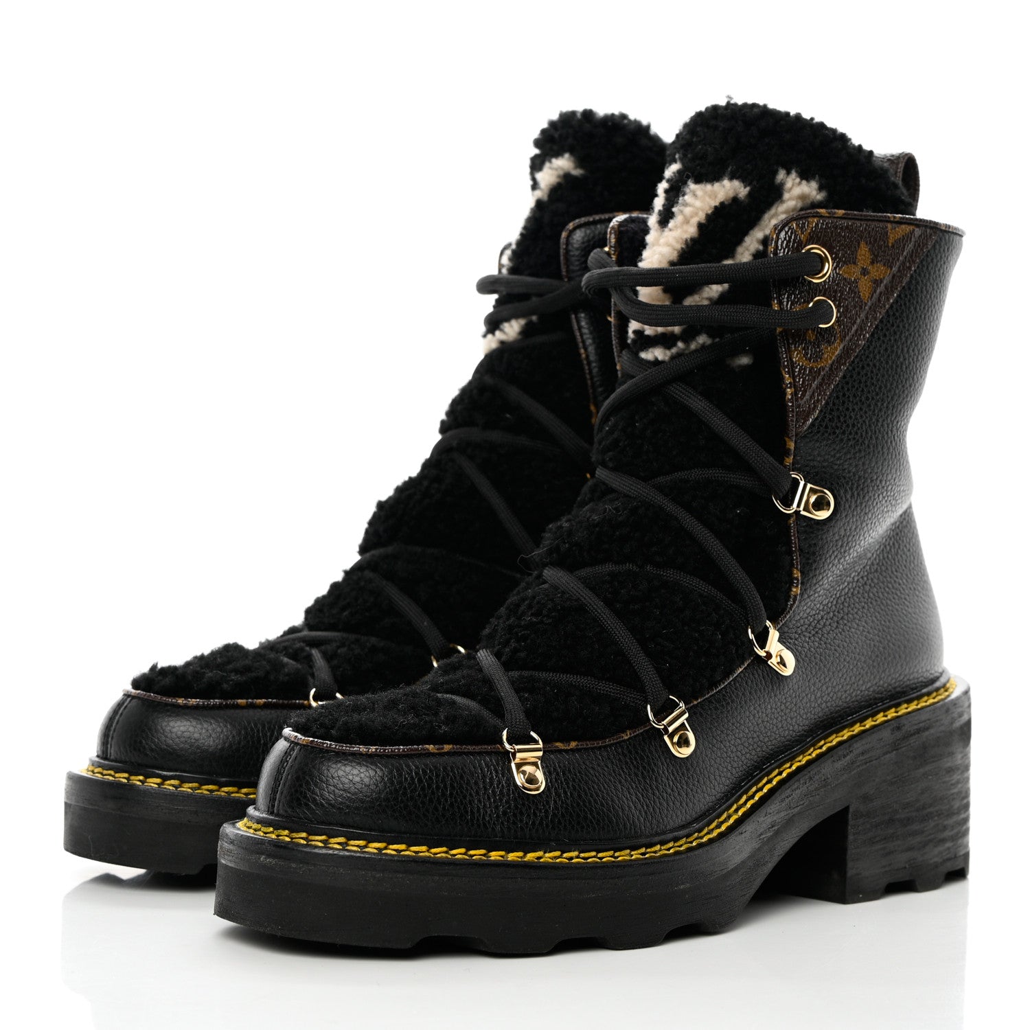Louis Vuitton Grained Calfskin Shearling LV Beaubourg Ankle Boots 39 Black 5 of 16