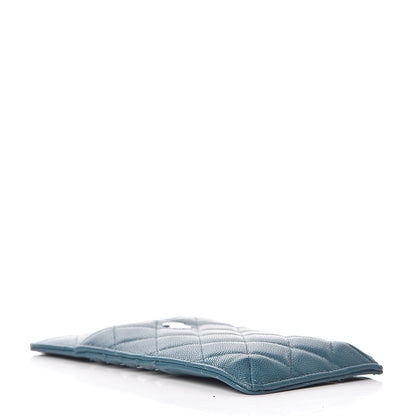 Chanel Caviar Quilted Classic Flat Wallet Pouch Dark Turquoise 4 of 8