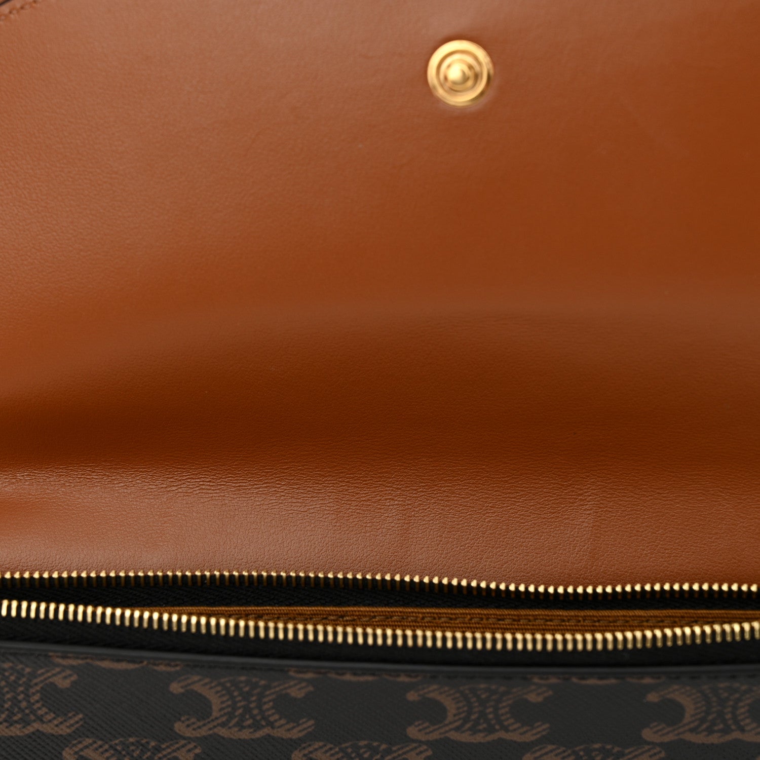 Celine Triomphe Canvas Lambskin Wallet On Strap Tan 11 of 14