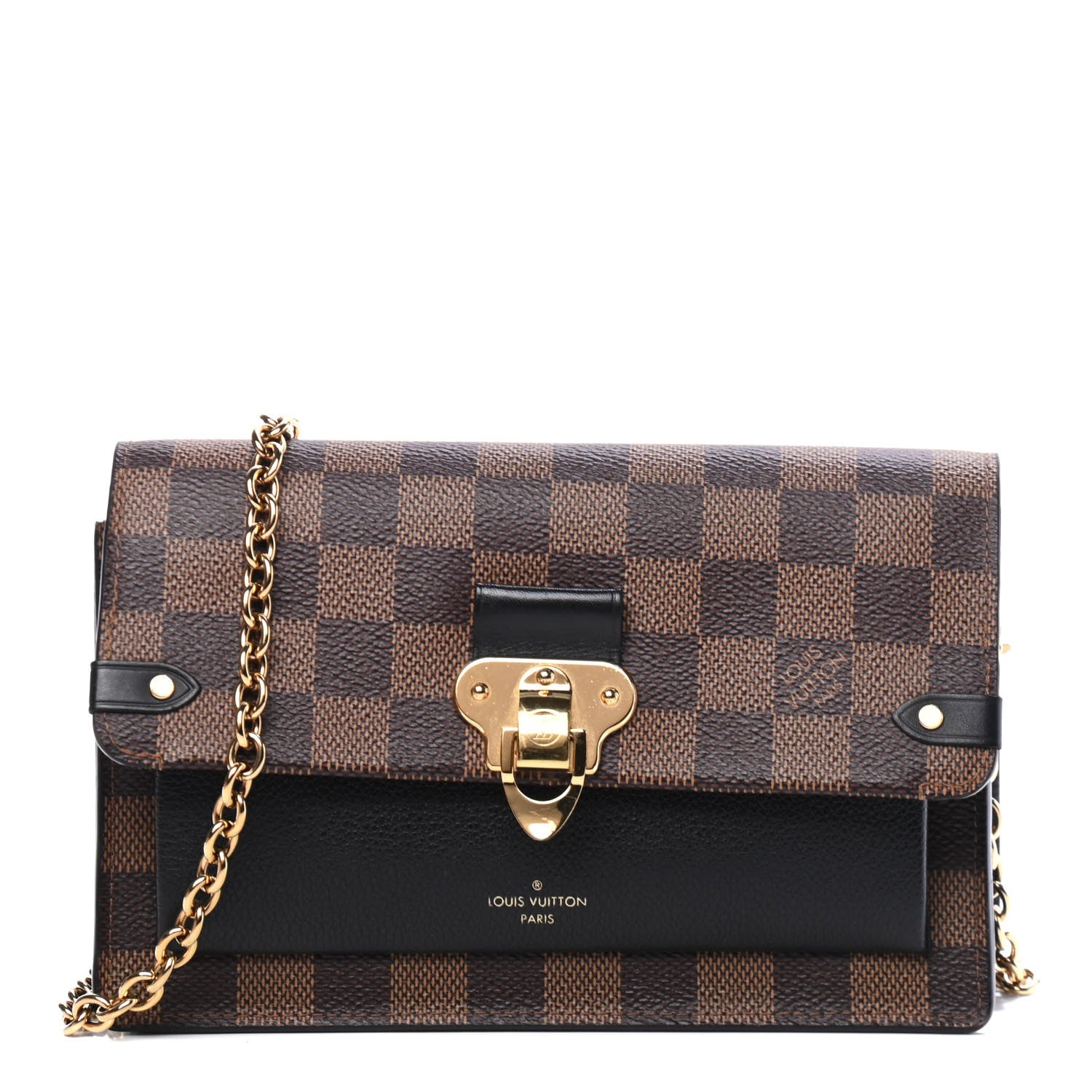 Louis Vuitton Damier Ebene Vavin Chain Wallet Black 1 of 4