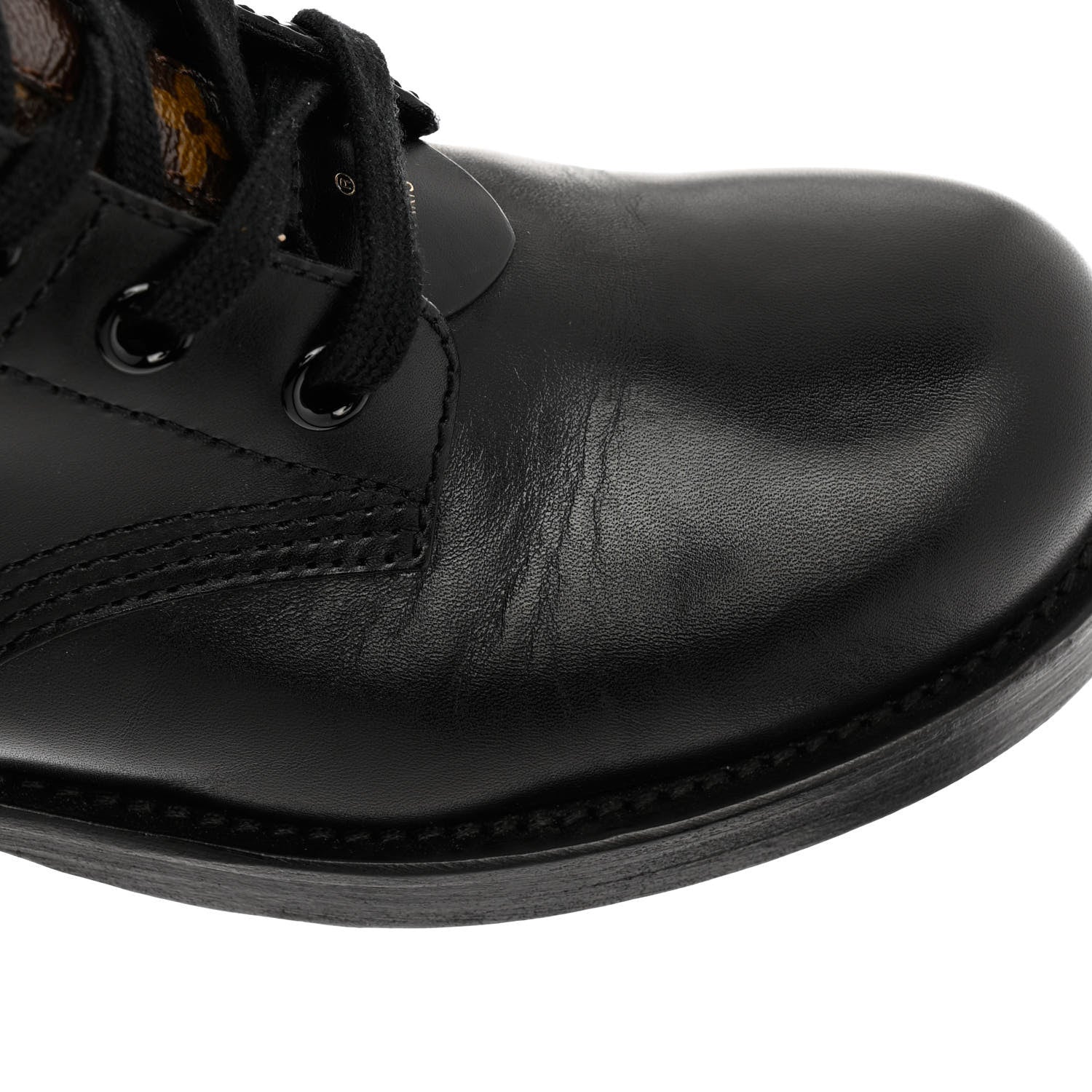 Louis Vuitton Calfskin Monogram Metropolis Flat Ranger Boots 37.5 Black 9 of 12
