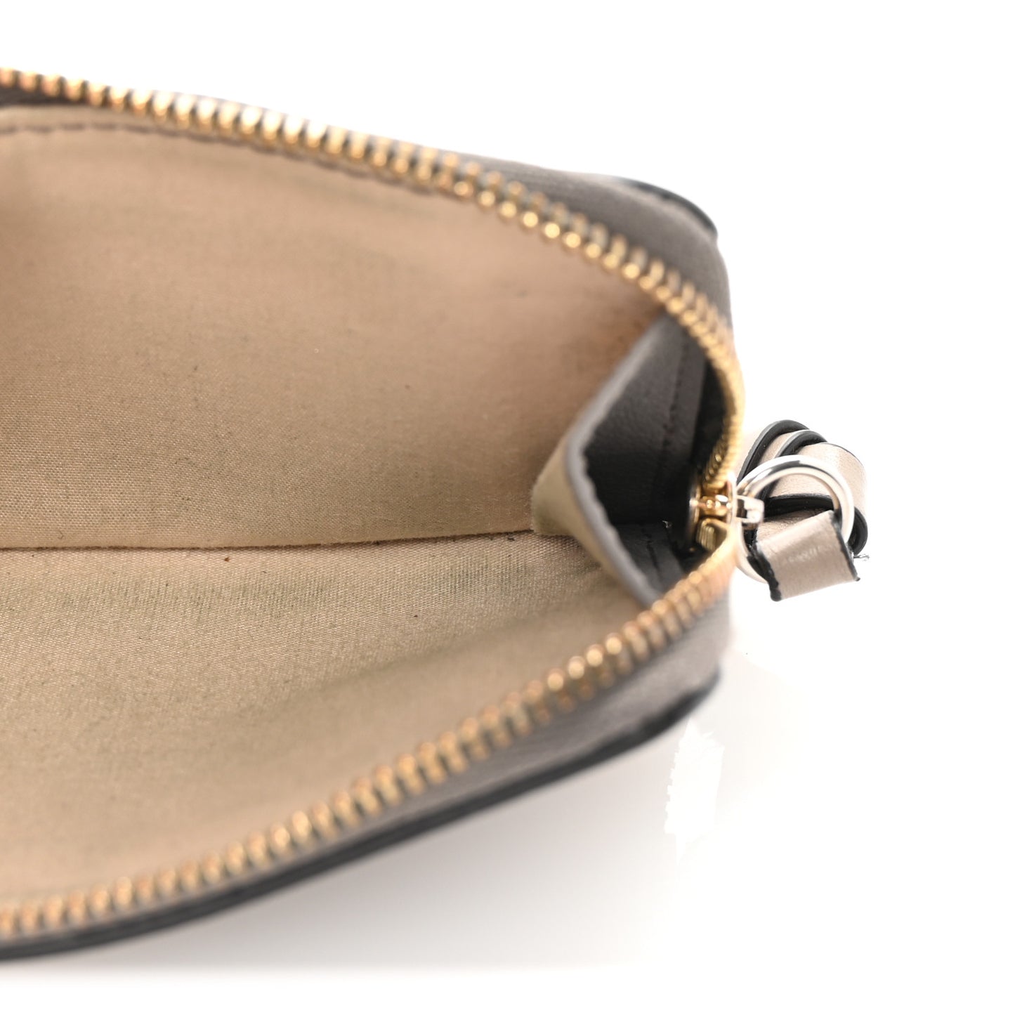 Grained Calfskin Alphabet Zip Card Holder Cashmere Grey