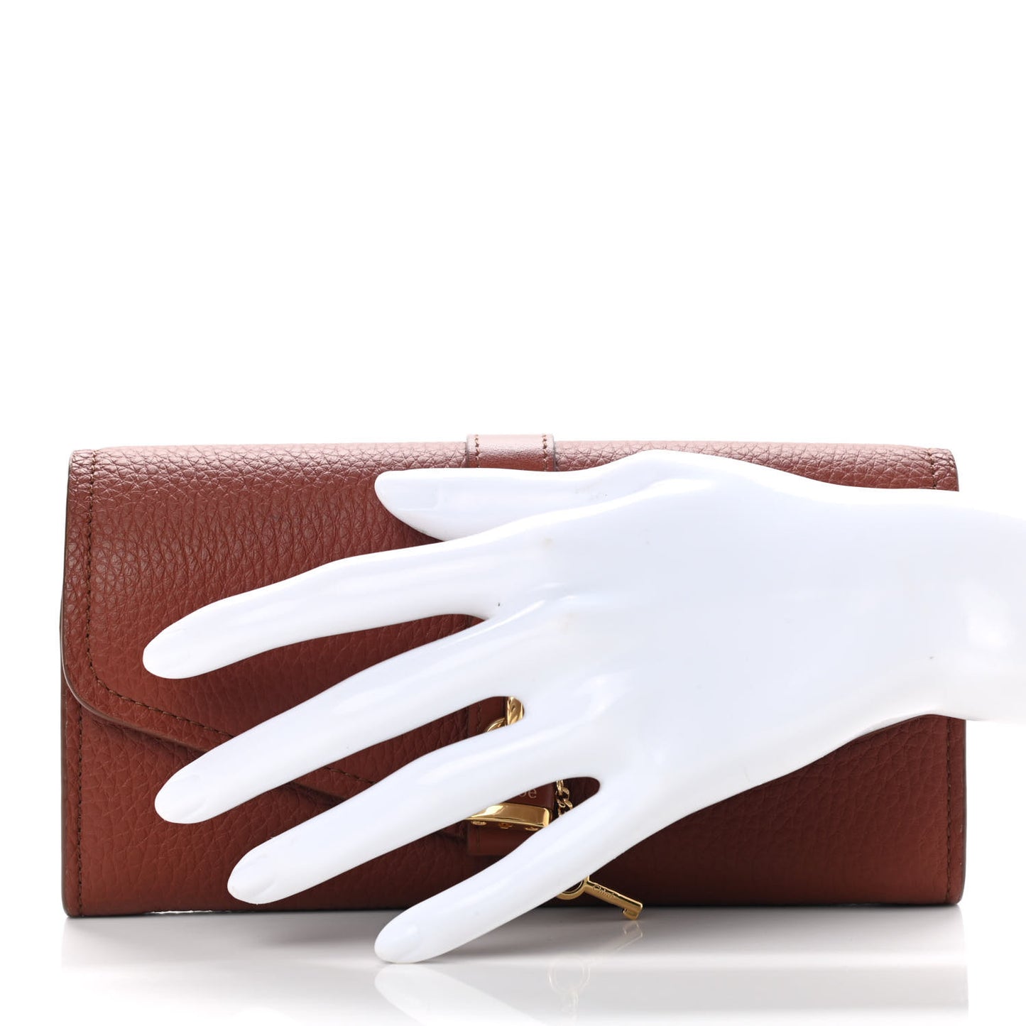 Grained Calfskin Aby Long Wallet Sepia Brown