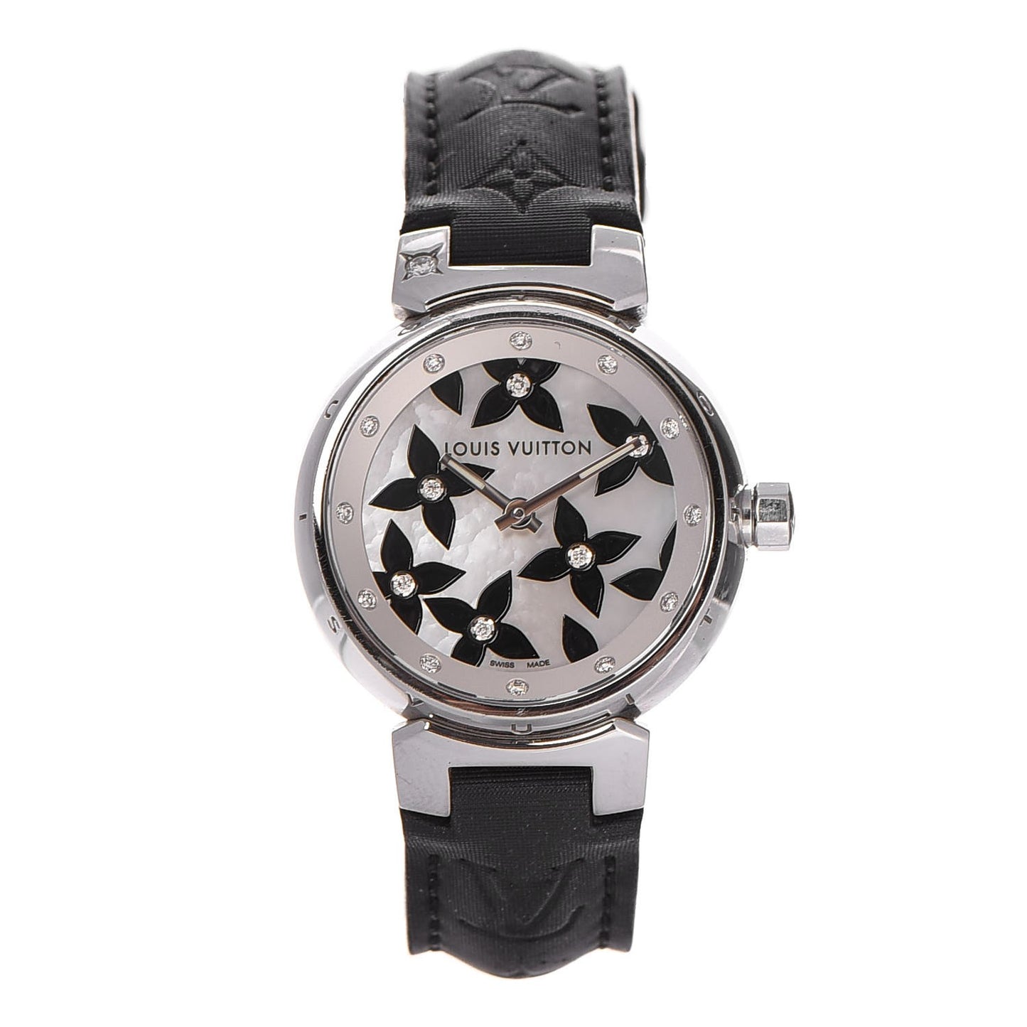Stainless Steel Douceur Diamond Mother of Pearl 28mm Tambour Lovely Quartz Watch