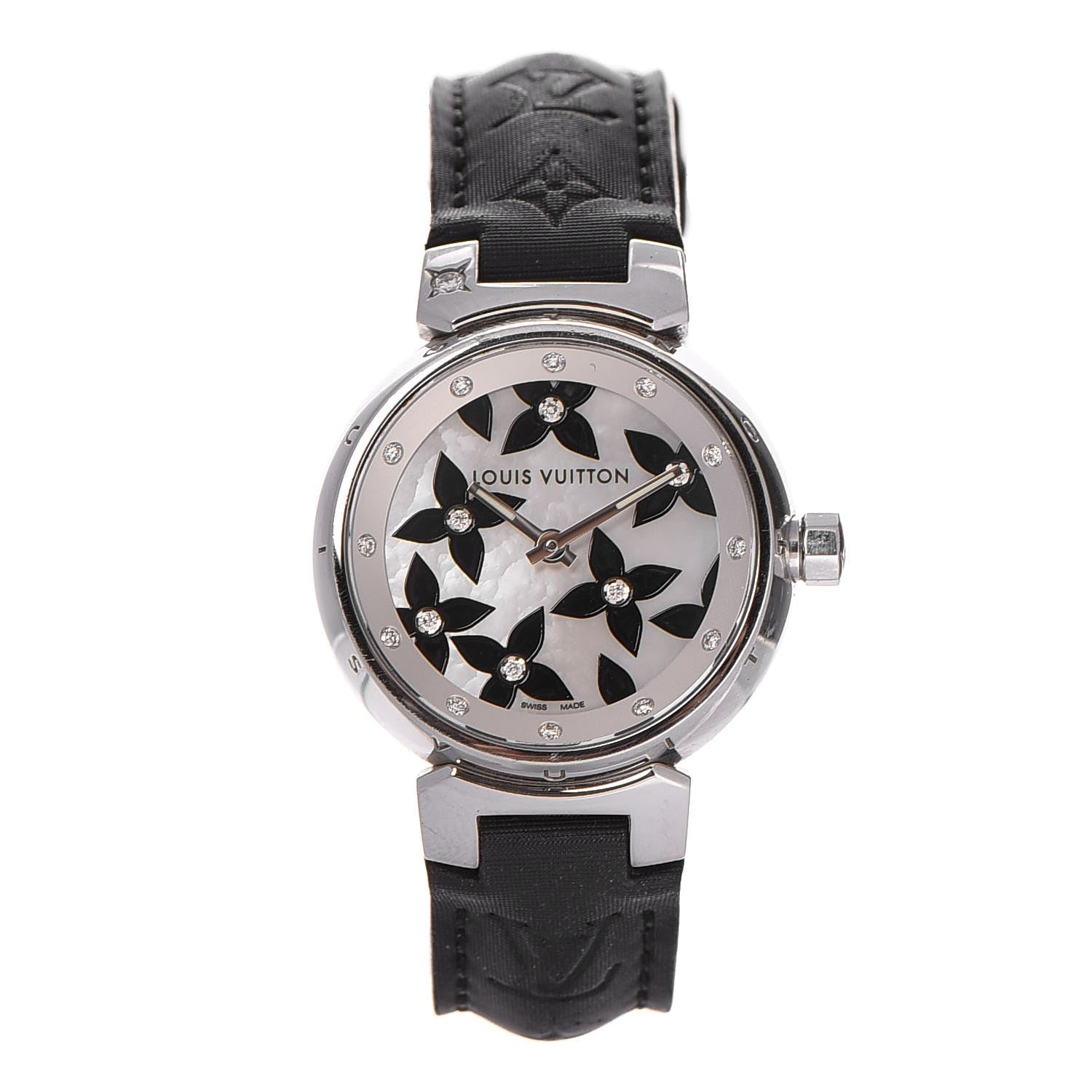 Louis Vuitton Stainless Steel Douceur Diamond Mother of Pearl 28mm Tambour Lovely Quartz Watch 1 of 7