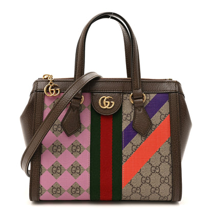 Gucci GG Supreme Monogram Equestrian Web Small Ophidia Tote Bag Beige Multicolor New Acero 1 of 15