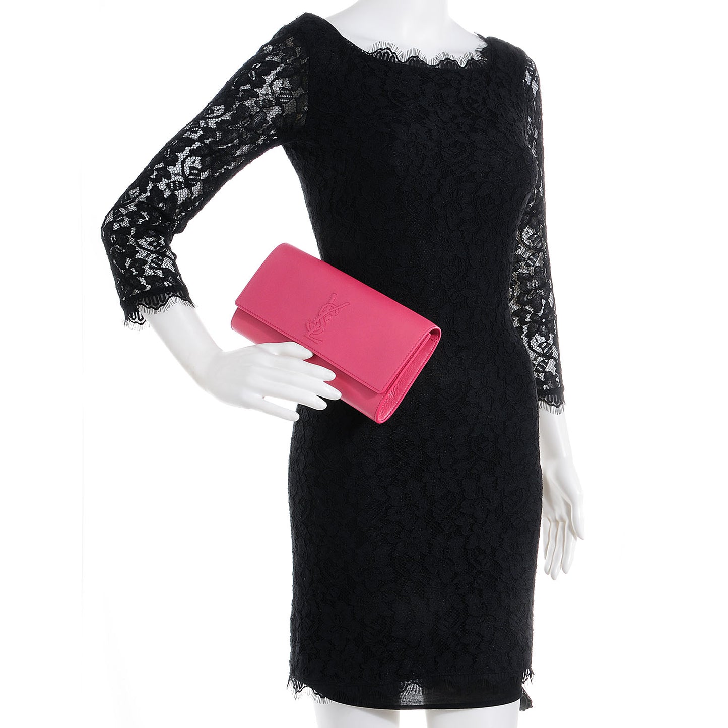 Goatskin Small Belle de Jour Clutch Fuchsia