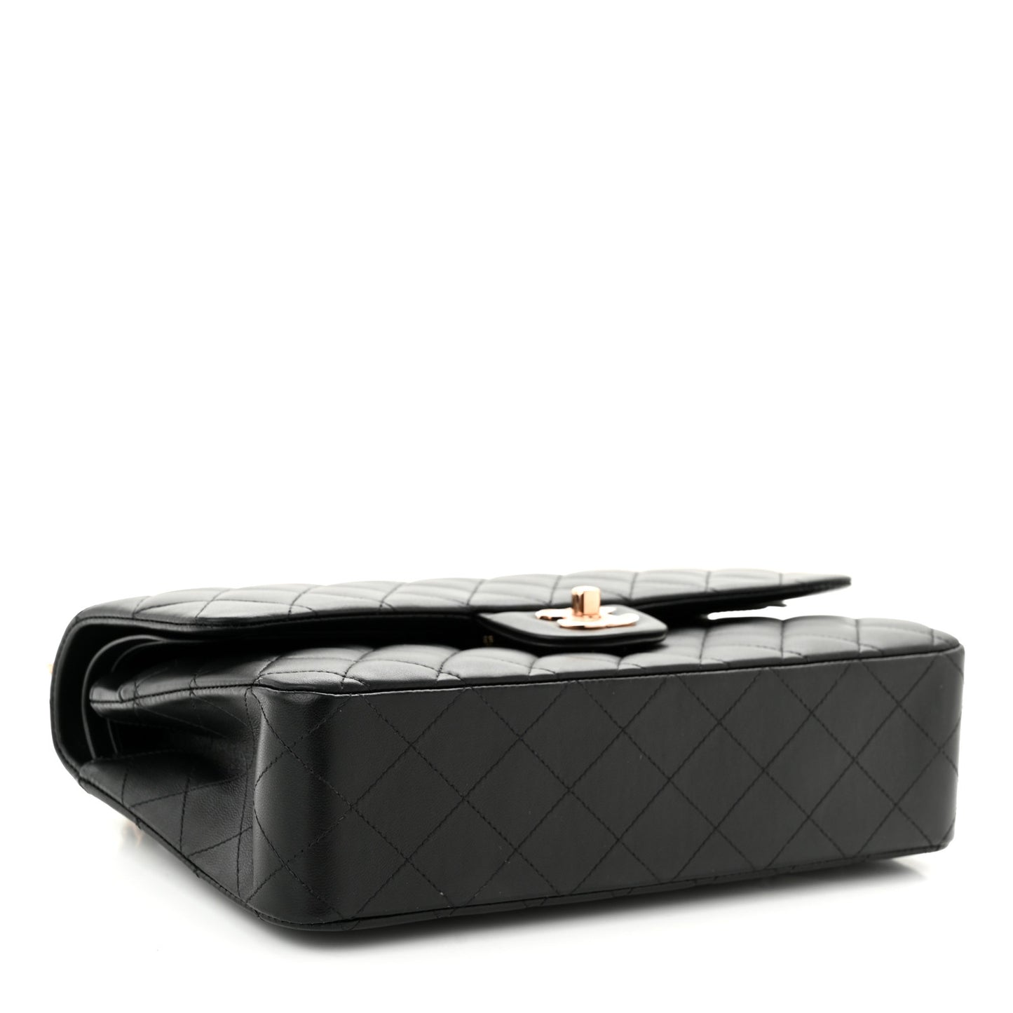 Lambskin Quilted Medium Double Flap Black