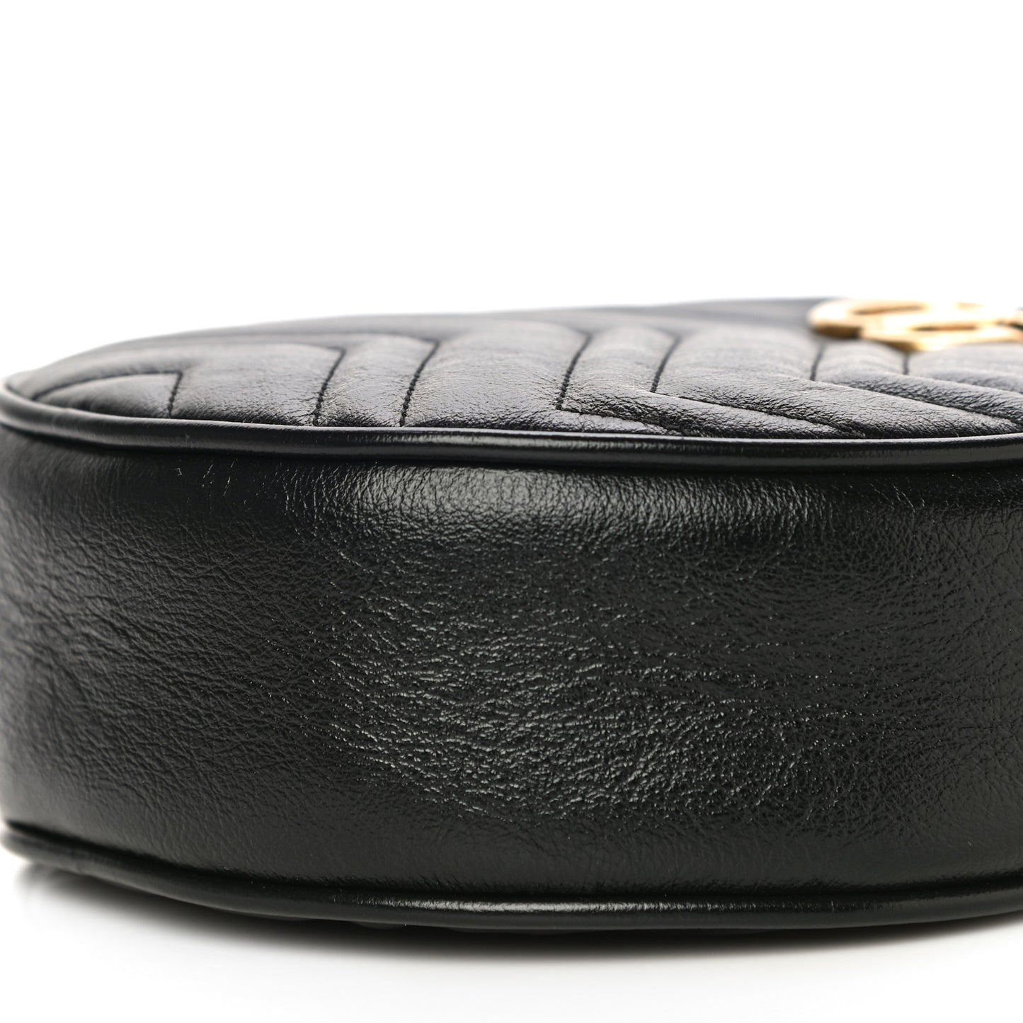 Azalea Calfskin Matelasse Heart Mini GG Marmont Round Shoulder Bag Black