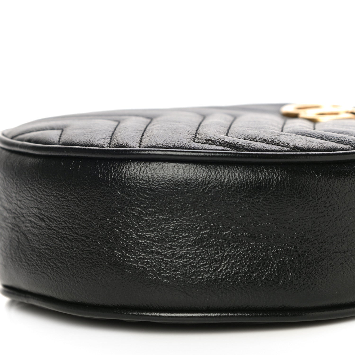 Gucci Azalea Calfskin Matelasse Heart Mini GG Marmont Round Shoulder Bag Black 11 of 11
