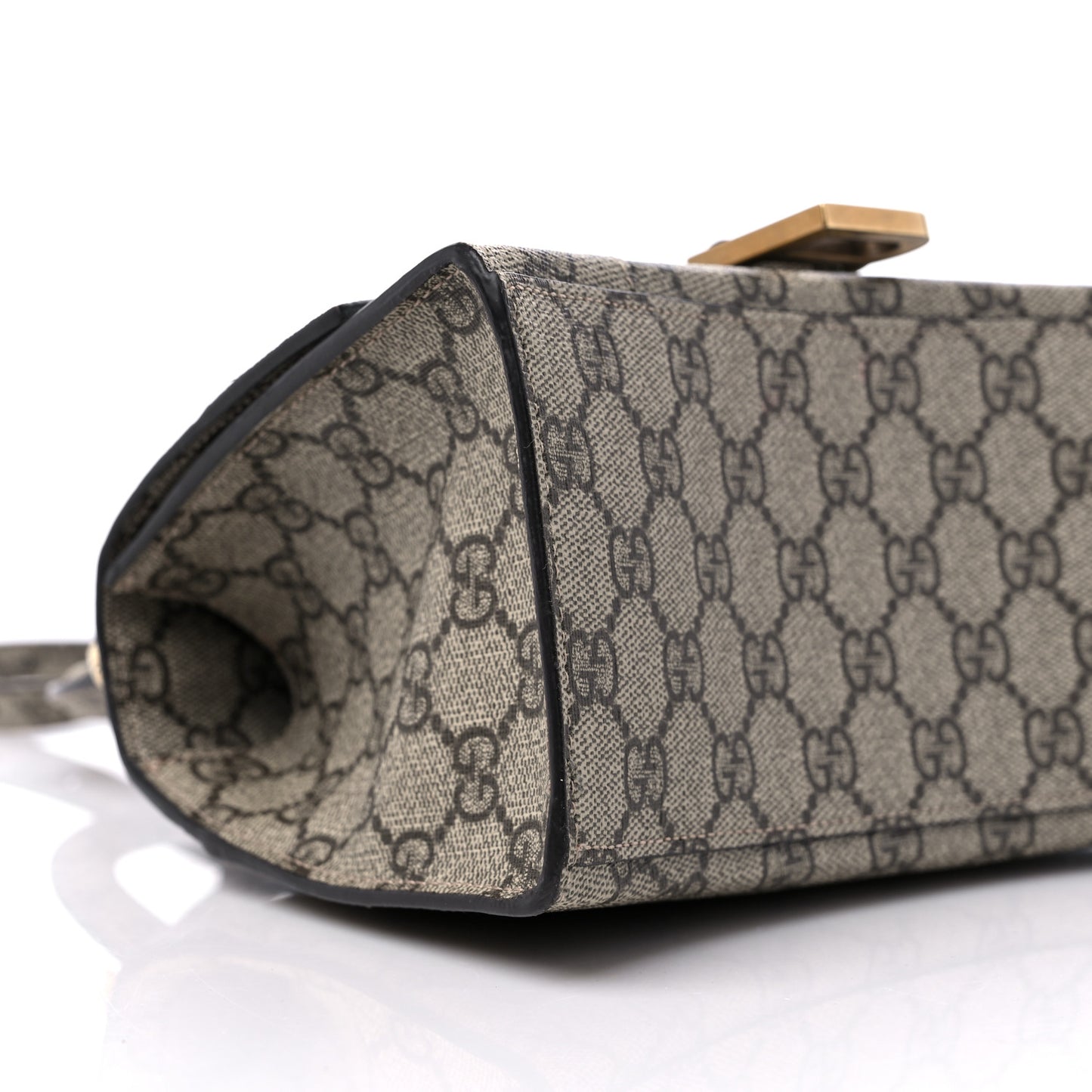 X GUCCI GG Supreme Monogram Small Hourglass Top Handle Bag Beige Ebony