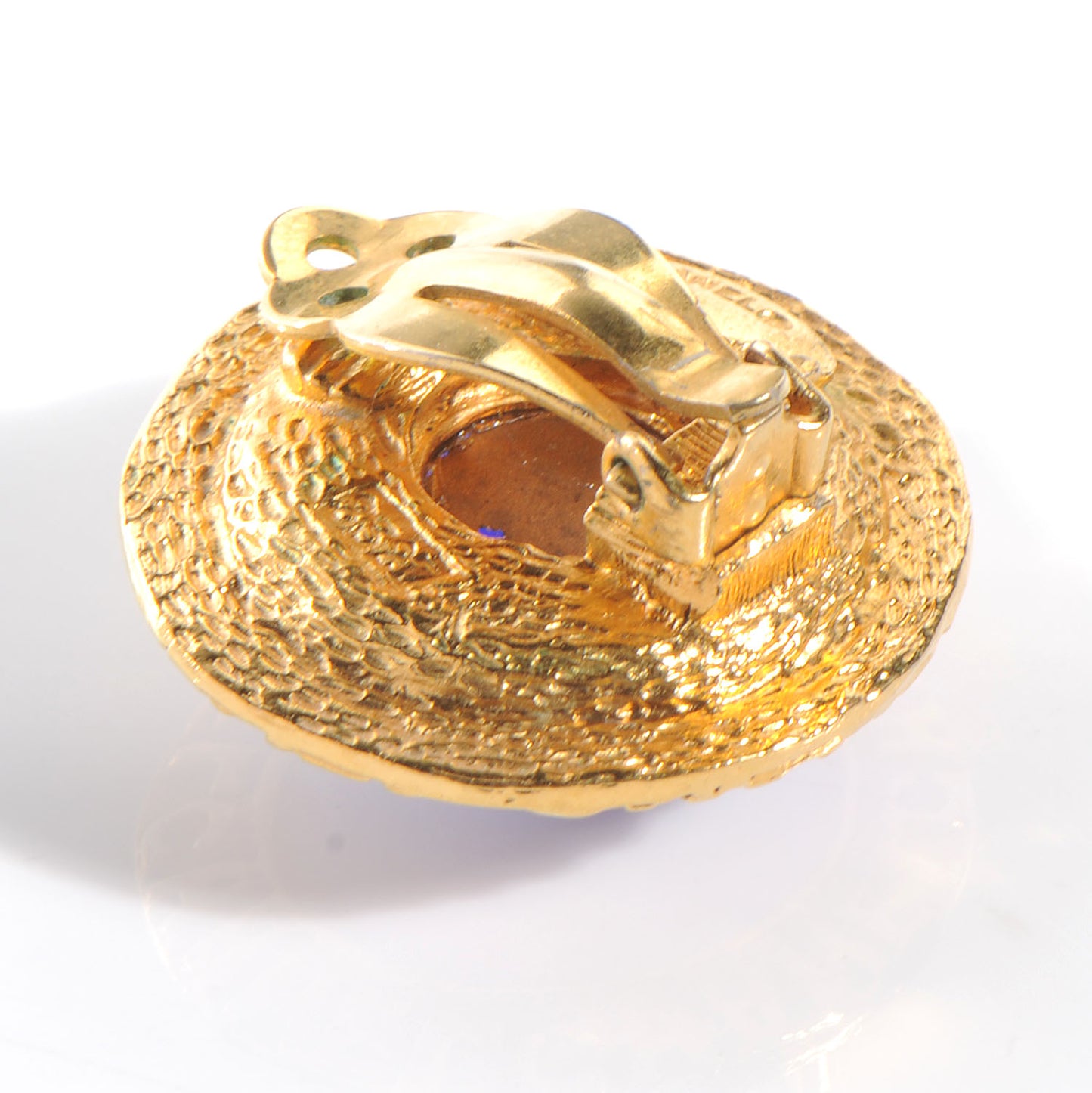 Poured Glass CC Clip On Earrings Gold Blue