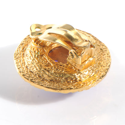 Chanel Poured Glass CC Clip On Earrings Gold Blue 5 of 5