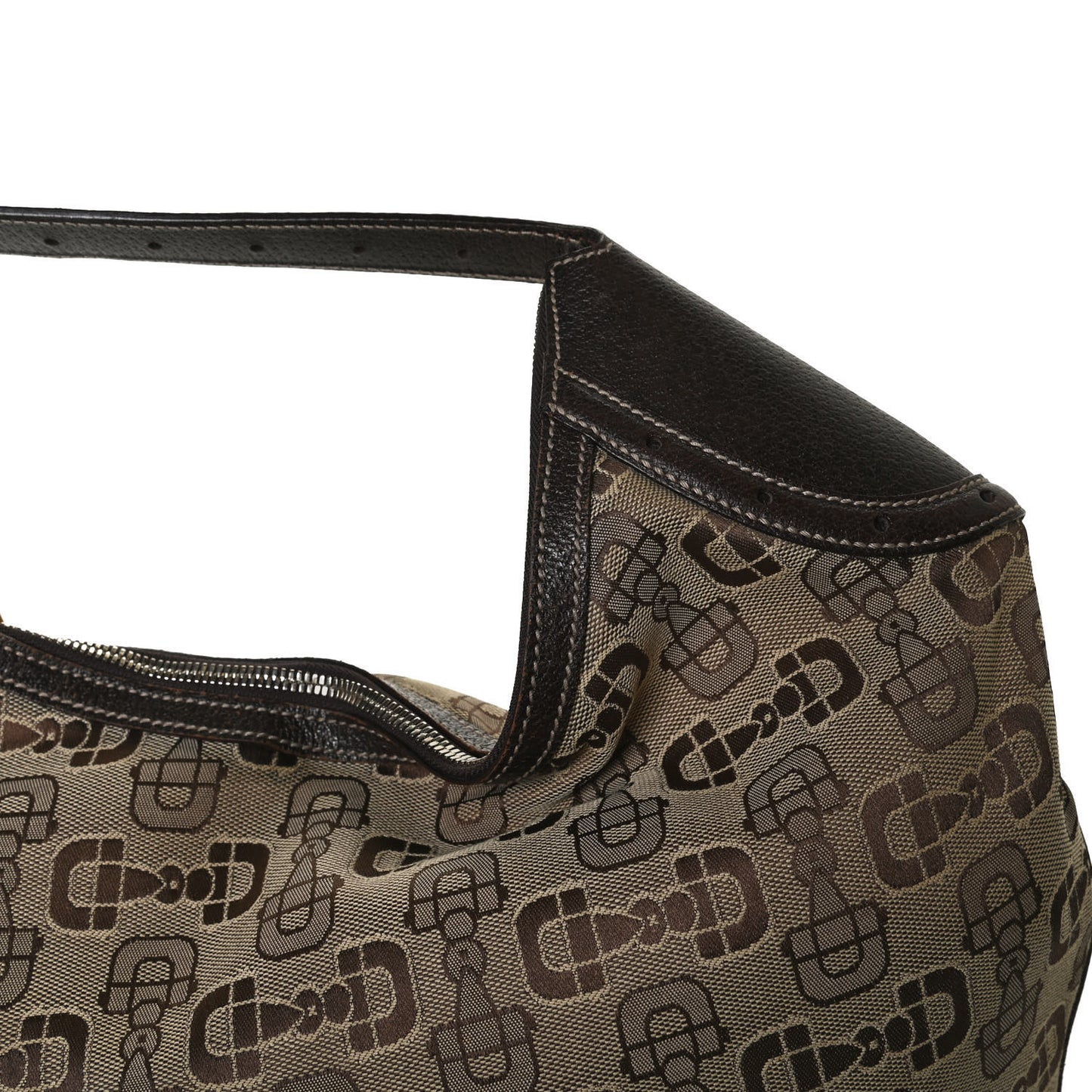 Canvas Horsebit Glam Hobo Dark Brown