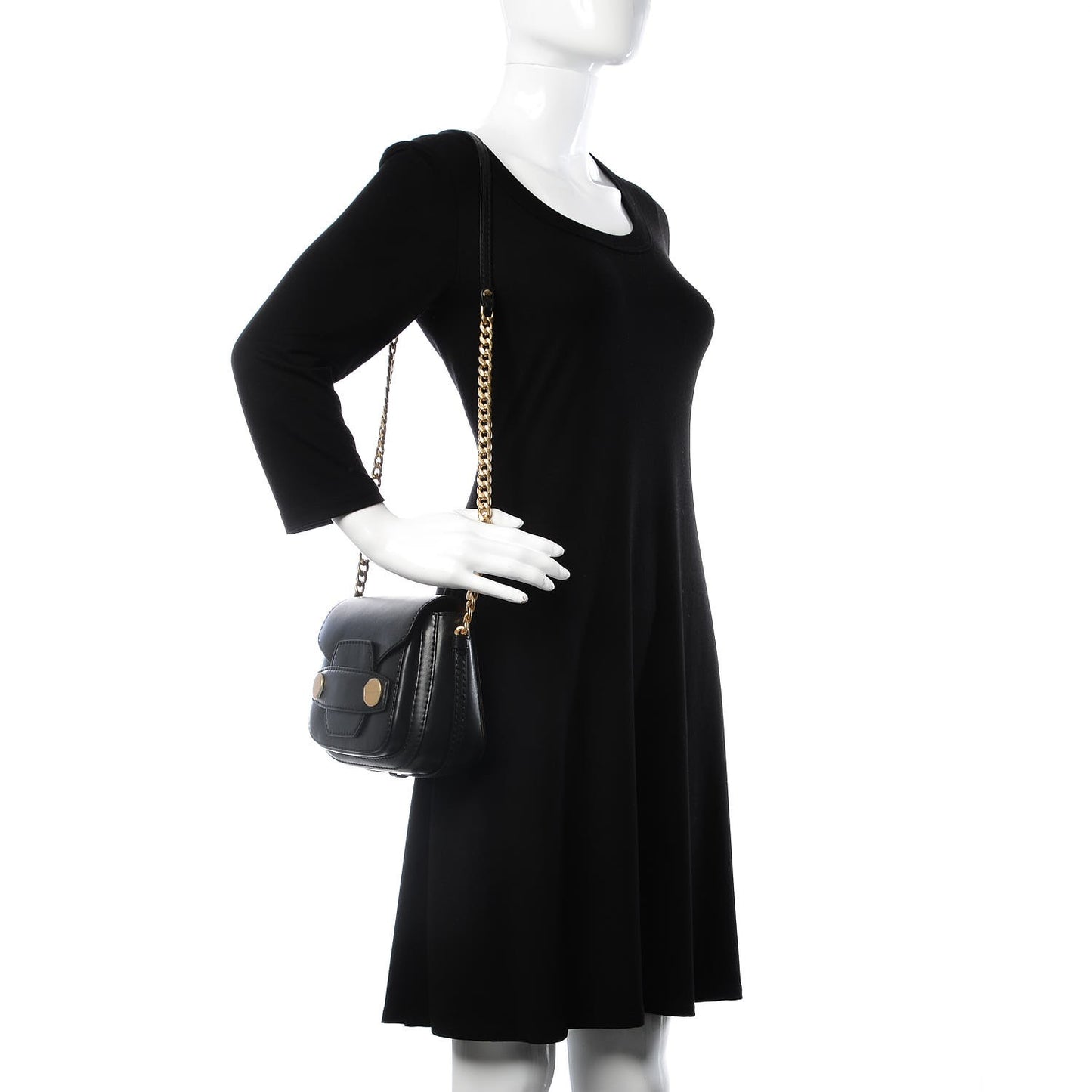 Eco Alter Nappa Popper Shoulder Bag Black