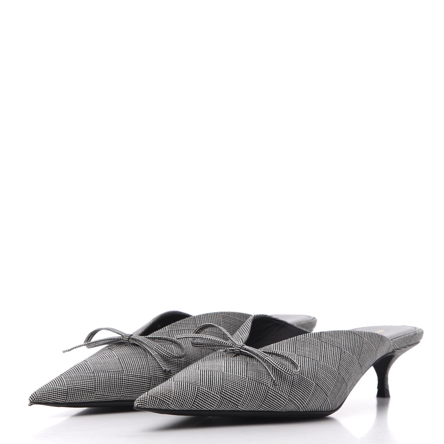 Balenciaga Fabric Check Tailoring Pointed Toe Knife 40mm Mules 39.5 Grey 3 of 11