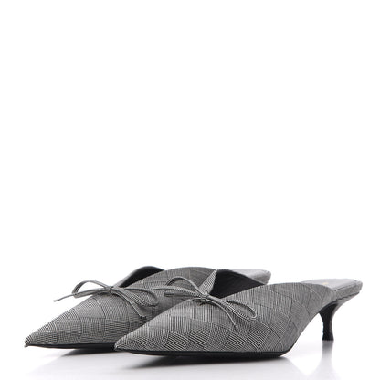 Balenciaga Fabric Check Tailoring Pointed Toe Knife 40mm Mules 39.5 Grey 3 of 11