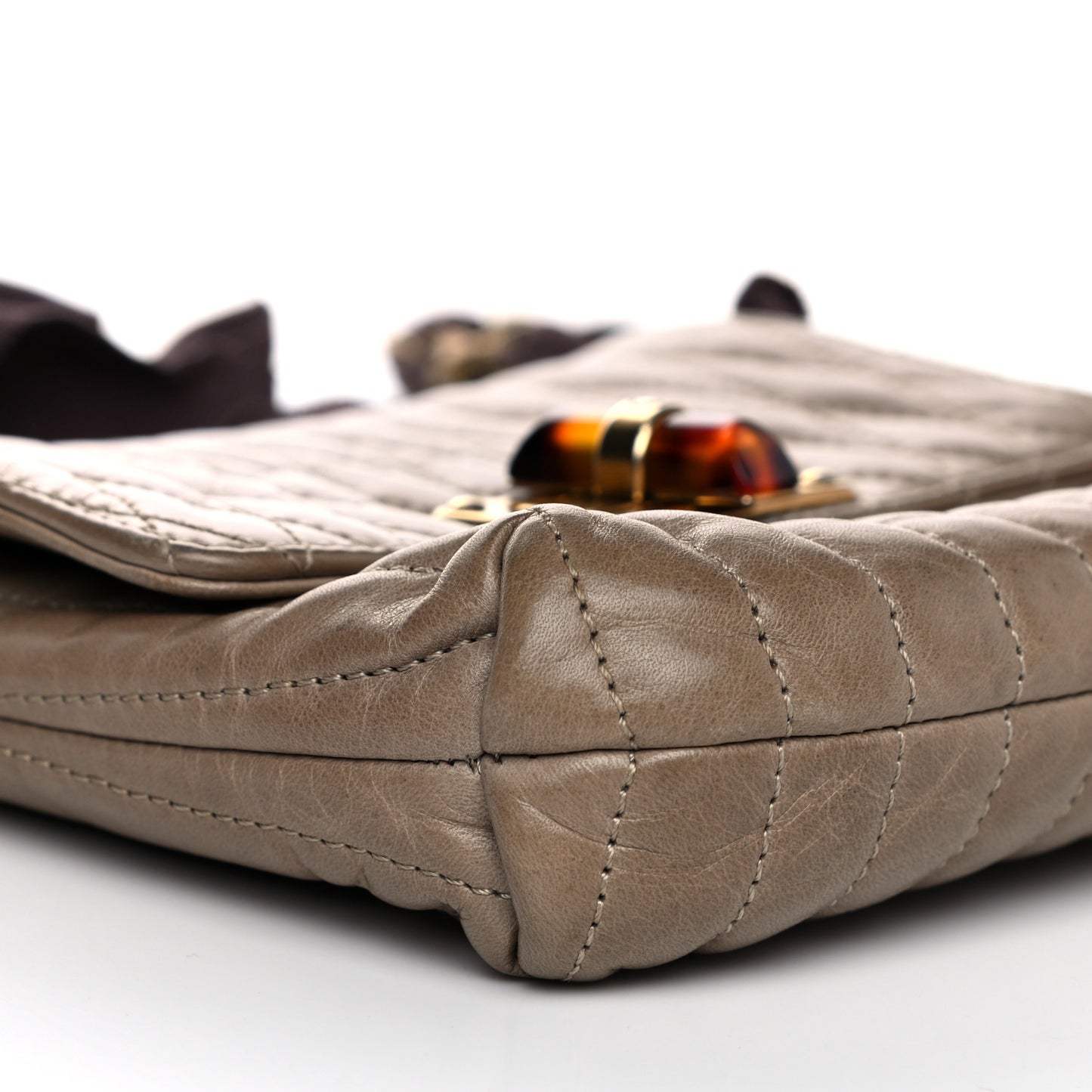 Lambskin Quilted Mini Happy Pop Crossbody Brown
