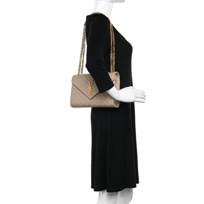 Saint Laurent Grain De Poudre Textured Mixed Matelasse Medium Triquilt Monogram Satchel Dark Beige 2 of 10