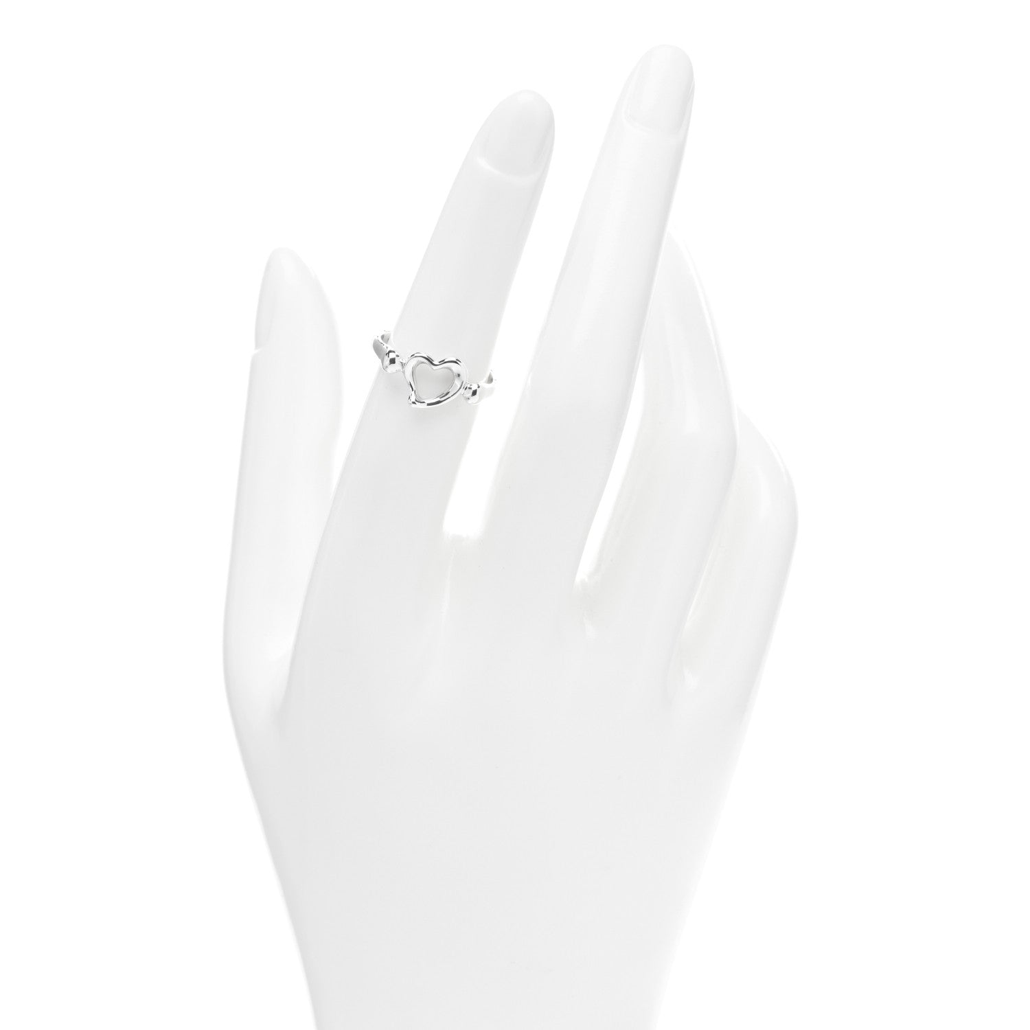 Tiffany Sterling Silver Elsa Peretti Open Heart Ring 50 5.25 2 of 4