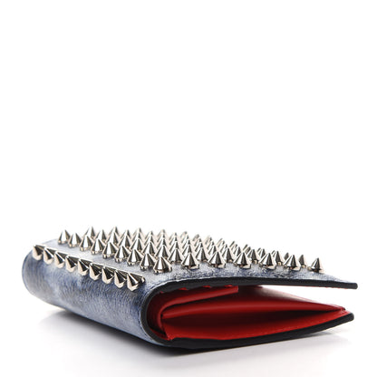 Christian Louboutin Calfskin Spiked Paros Wallet Blue 4 of 7