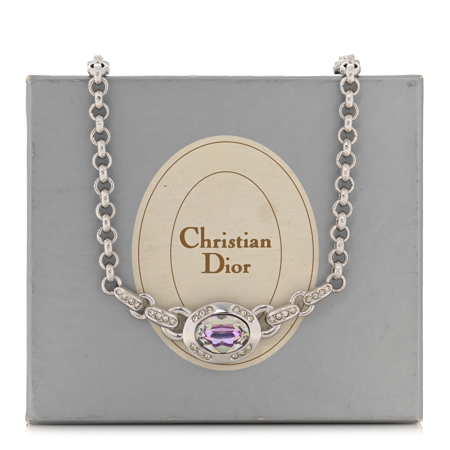 Christian Dior Crystal Necklace Silver 7 of 7