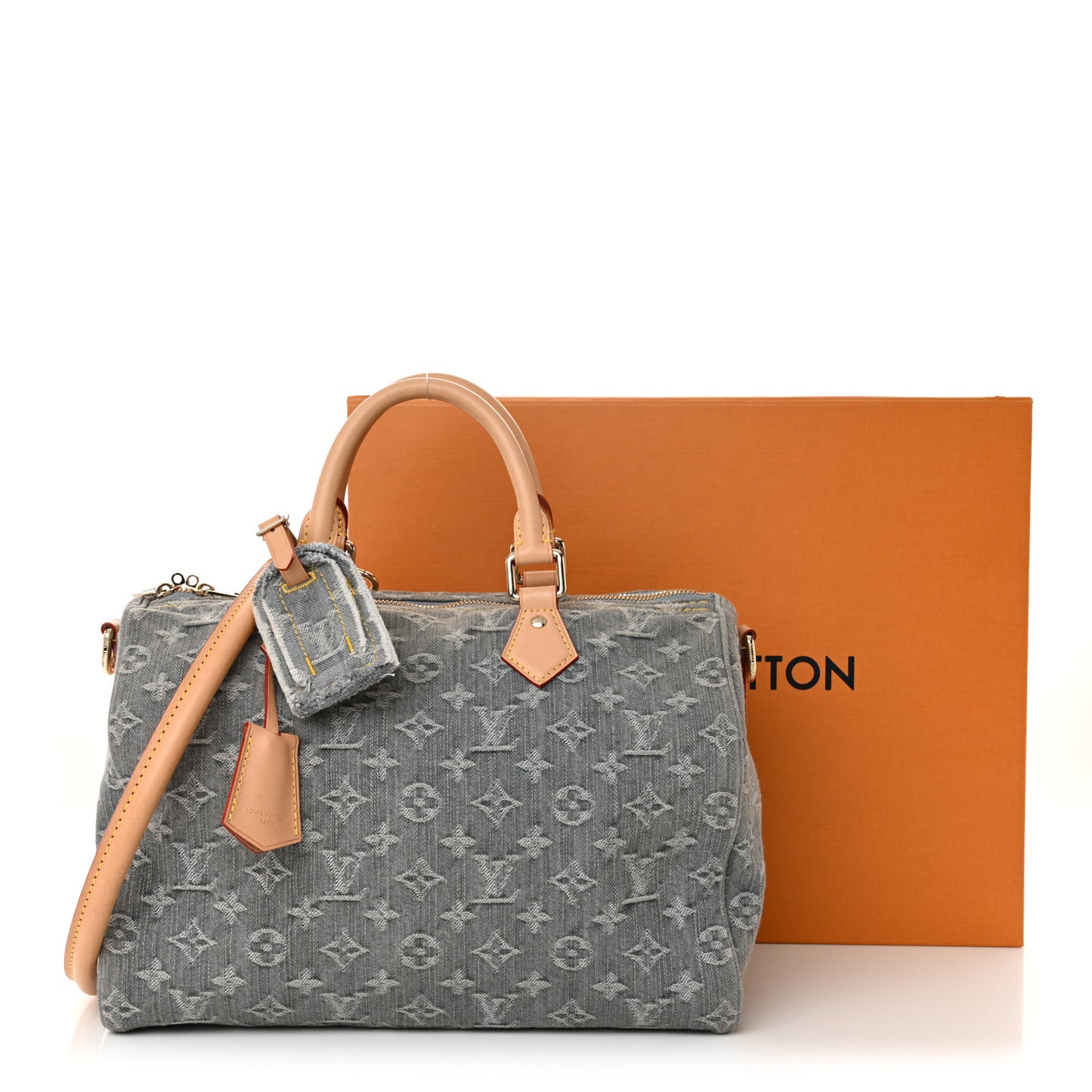 Monogram Denim Speedy Soft 30 Washed Gray