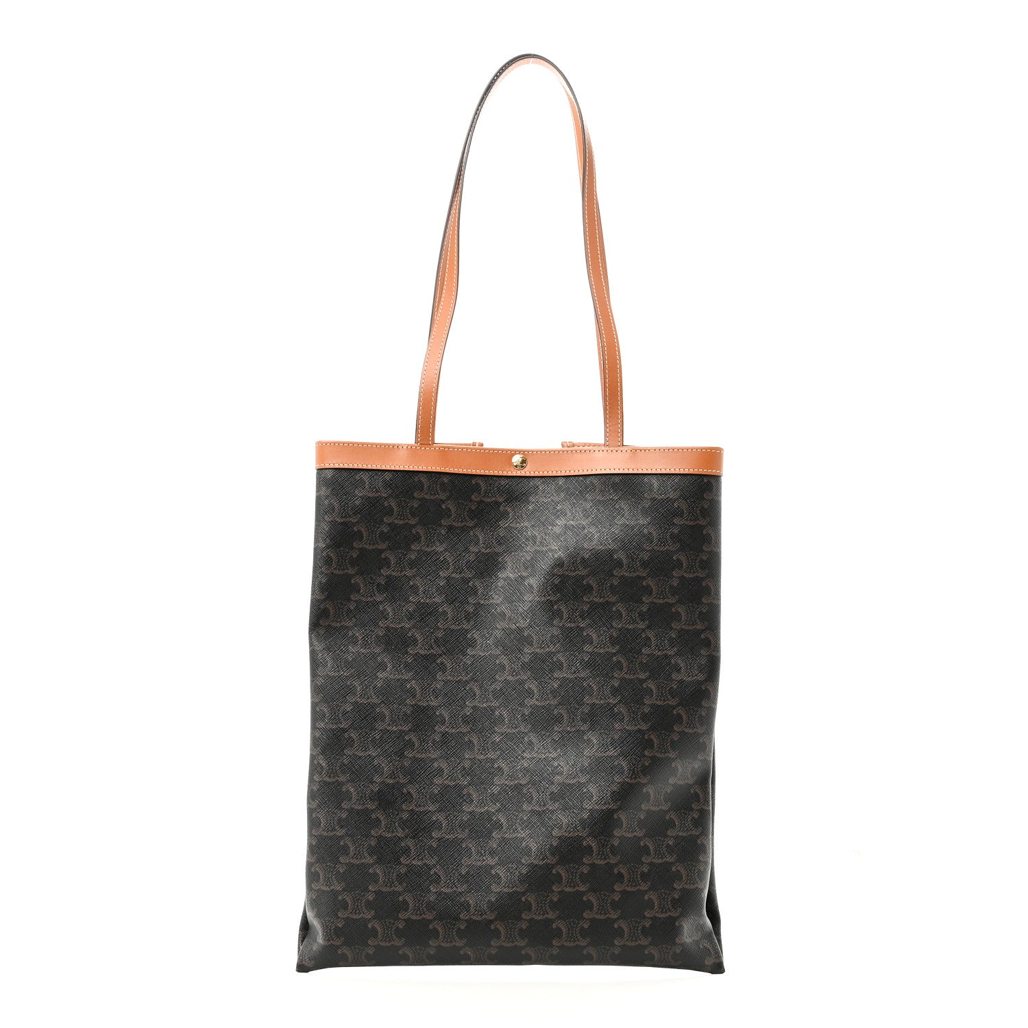 Celine Triomphe Canvas Calfskin Flat Shopper Tote Honey 1 of 9