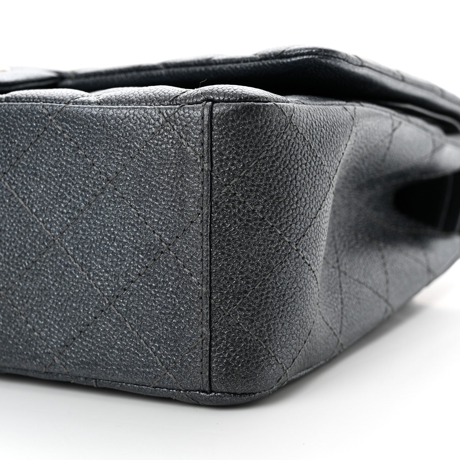 Chanel Metallic Caviar Quilted Maxi Double Flap Charcoal 10 of 10