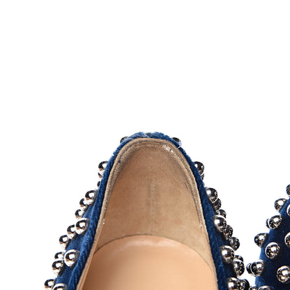 Christian Louboutin Velvet Specchio Billy 120 Spike Pumps 35 Silver Eclipse 8 of 10