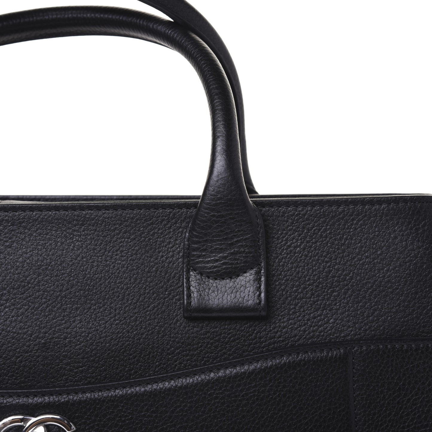 Grained Calfskin Large Neo Executive Shopper Tote Black