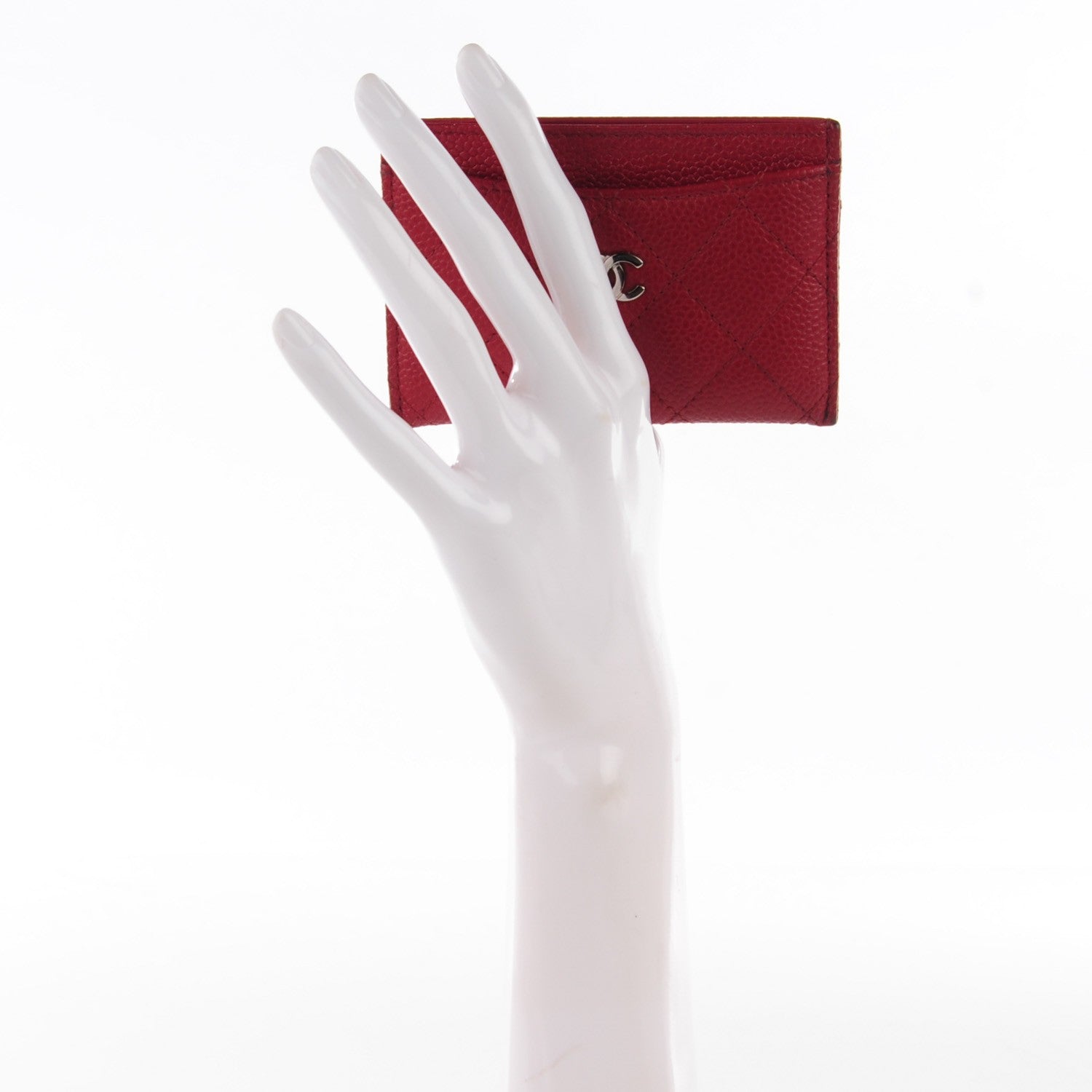 Chanel Caviar Quilted Card Holder Red 6 of 13
